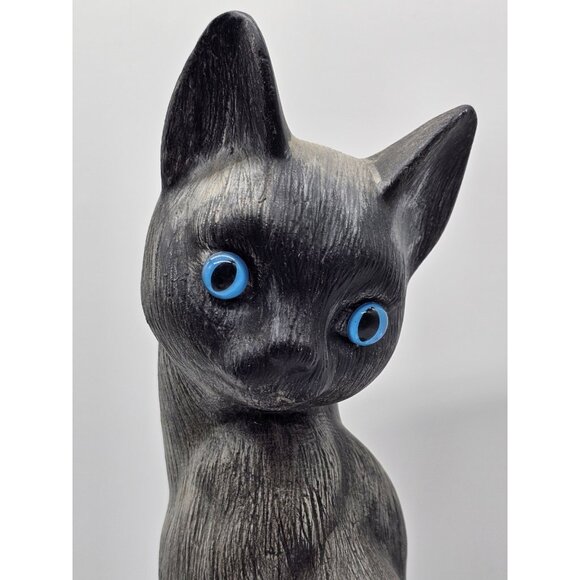 Vintage Blue Eyed Siamese Cat Statue MCM Handpainted Boo Boo Kitty Feline Retro - Picture 5 of 11